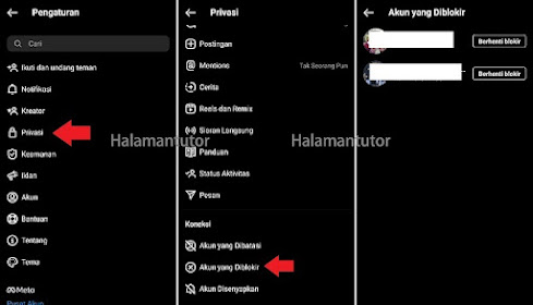 cara melihat daftar blokir di Instagram