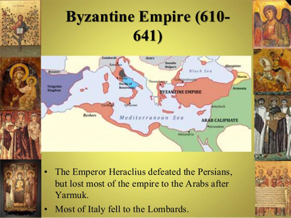 Meeting between Heraclius, Byzantine Emperor, and Abu Sufyan, Chieftain from Arabia