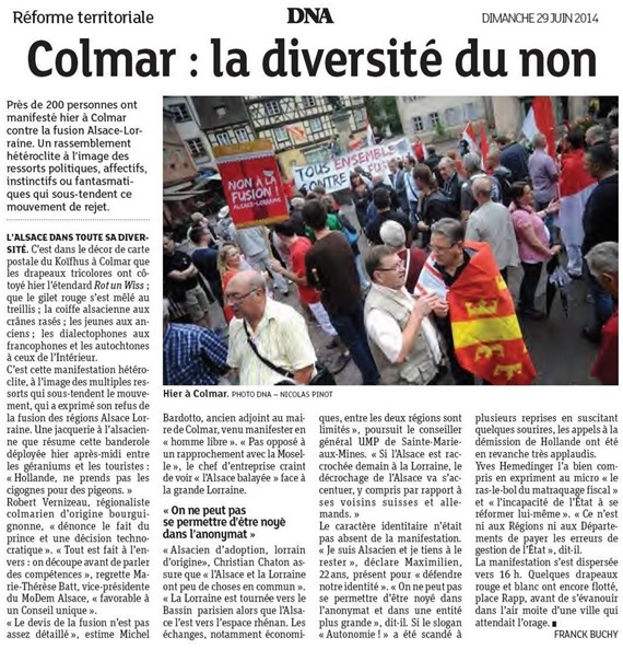 Alsàcia 3 article de la protestacion a Colmar