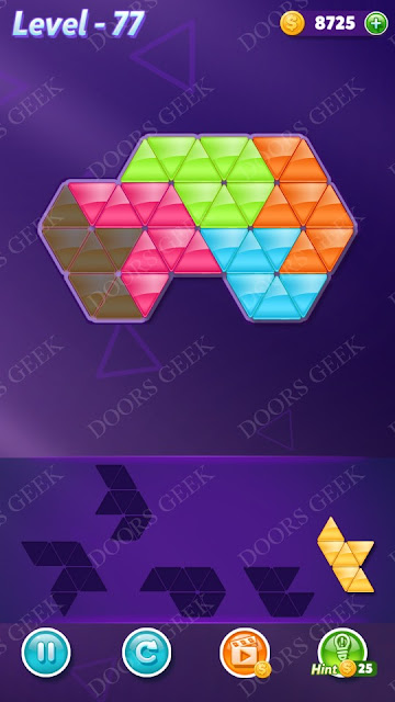 Block! Triangle Puzzle 5 Mania Level 77 Solution, Cheats, Walkthrough for Android, iPhone, iPad and iPod