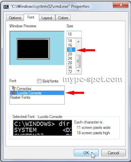 Rubah Font dan Ukuran Font CMD