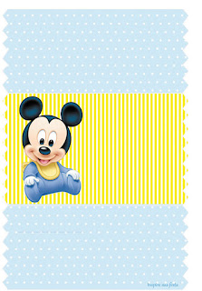 Mickey Baby in Light Blue and Yellow Free Printable  Labels.