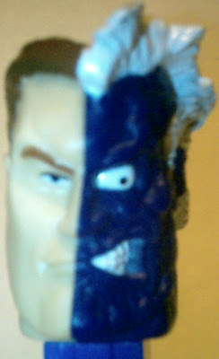 Close-up of Two-Face PEZ dispenser face