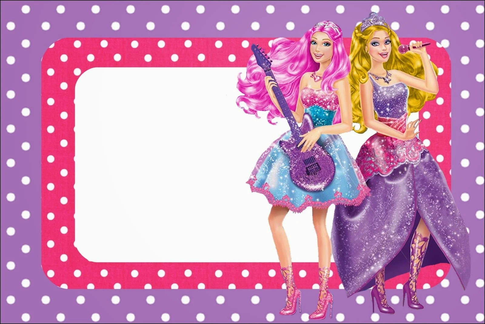 Barbie Rock Star  Free Printable Invitations, Labels or Cards.