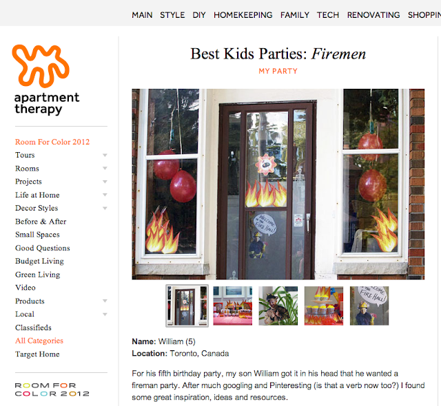 William's firsman birthday party was featured on a few of my favourite blogs around the web!