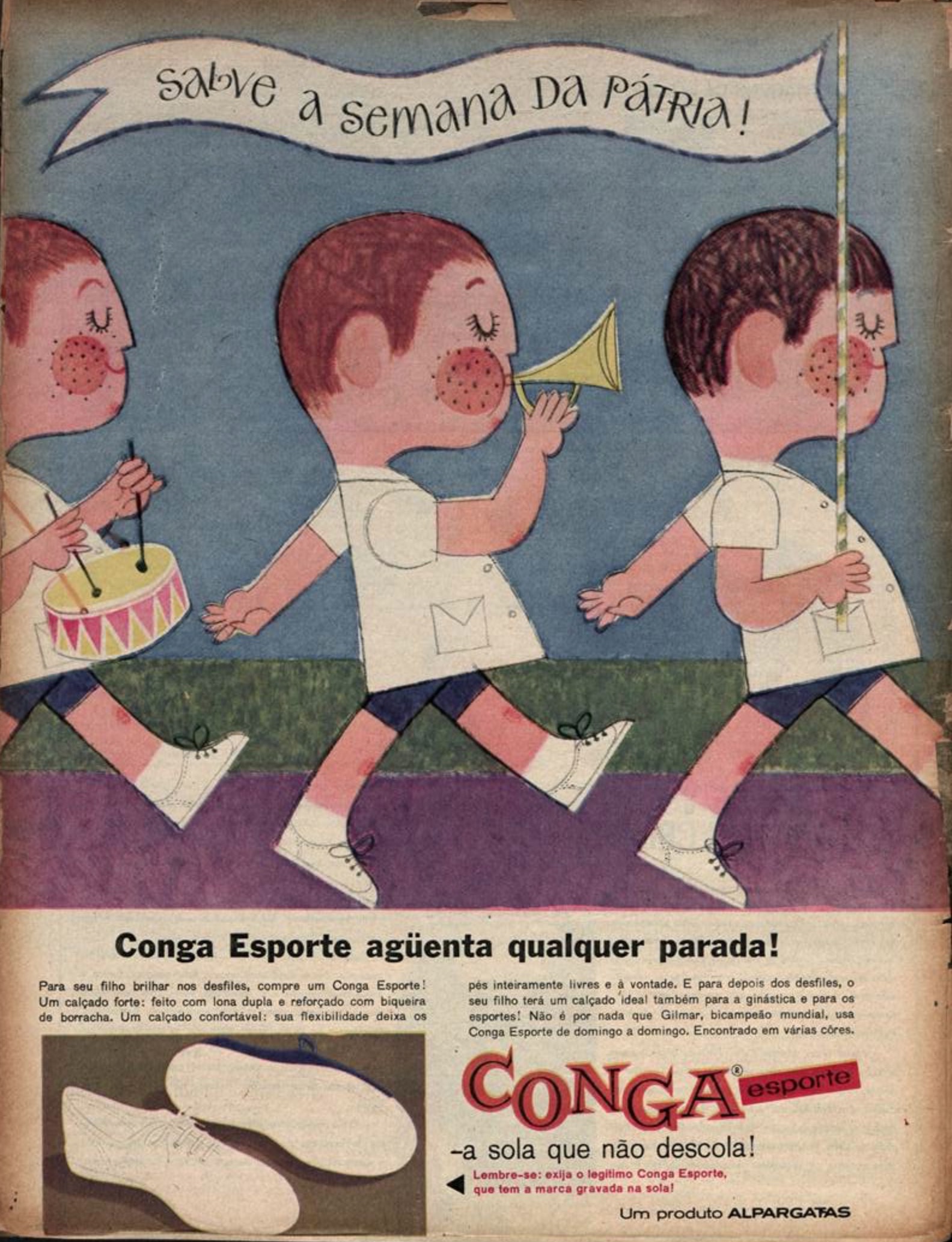 Propaganda antiga da Conga promovendo seu calçado esporte em 1963
