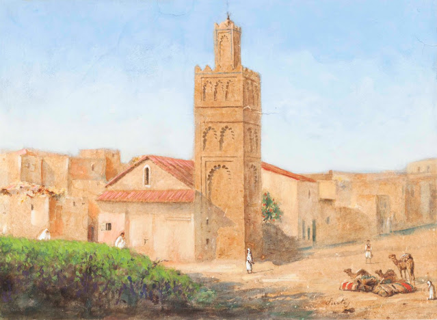 Mosquée (Tlemcen), Algérie - Joseph Sentes (Francais - 1829-1913) - Gouache - 40 x 55 cm