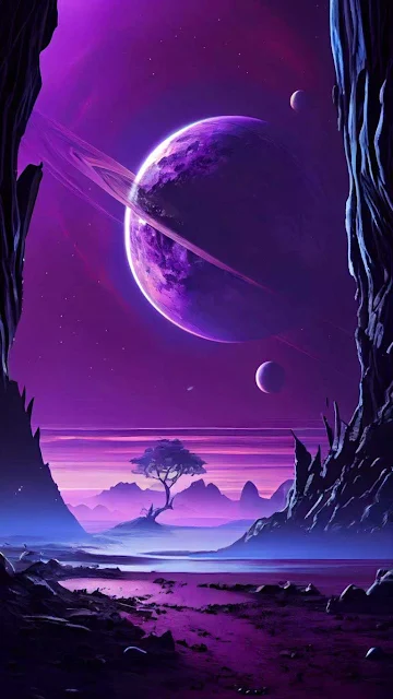 Scenery of Saturn Space Travel iPhone Wallpaper