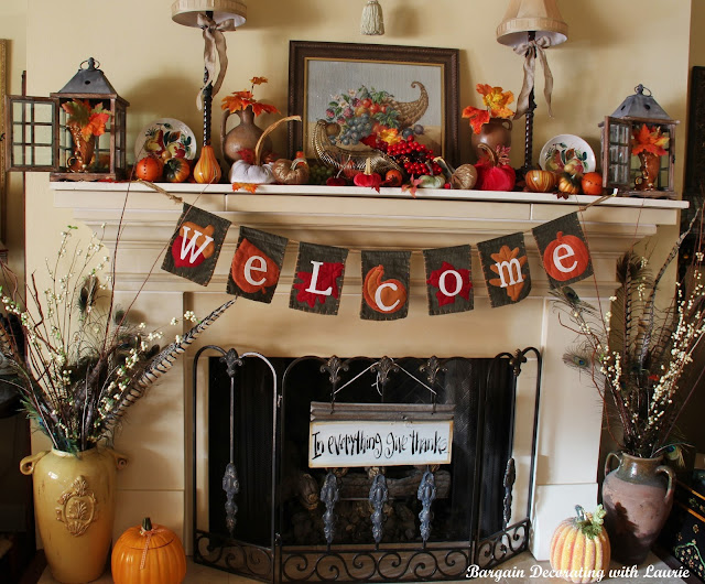 Thanksgiving Mantel-Bargain Decorating with Laurie