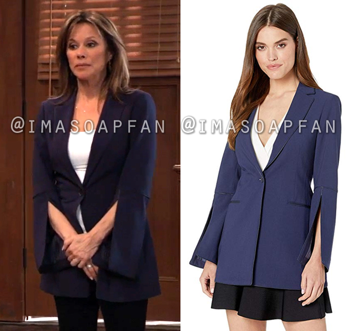 Alexis Davis, Nancy Lee Grahn, Navy Blue Blazer with Slit Sleeves, General Hospital, GH