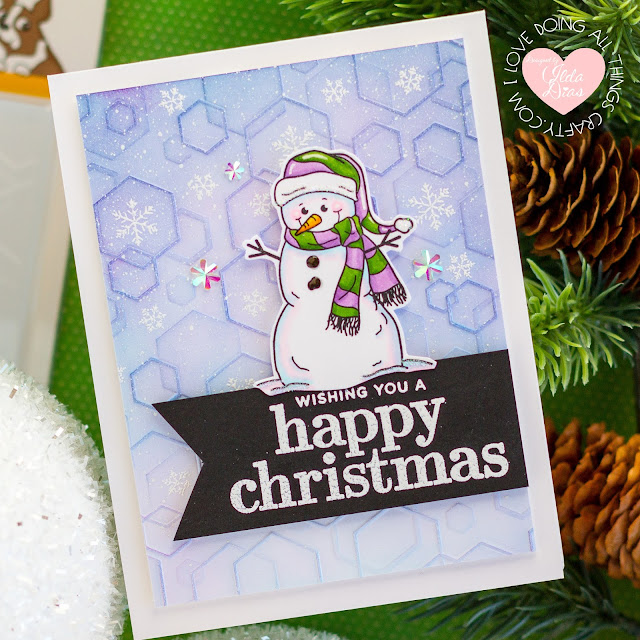 Happy Christmas Card,Simon Says Stamp,Holly Jolly Release,Winter Hugs, Tumbled Hexagons Embossing Folder,Card Making,Stamping,handmade card,ilovedoingallthingscrafty, Stamps,Atelier Inks,
