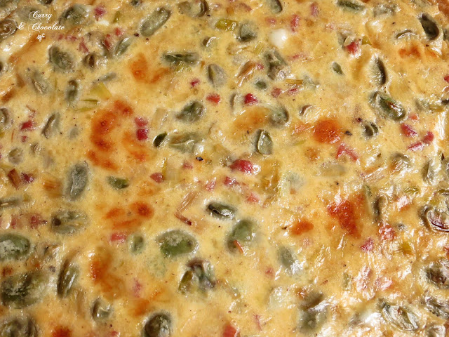 Pastel salado o quiche de habas y jamón – Lima beans and ham quiche     