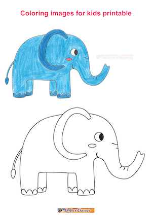 Colouring Elephant for kids printable Download.