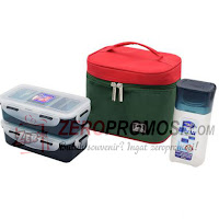 Lock & Lock Lunch Box 3 Pcs Set with Basic Pattern Bag HPL758S3CR