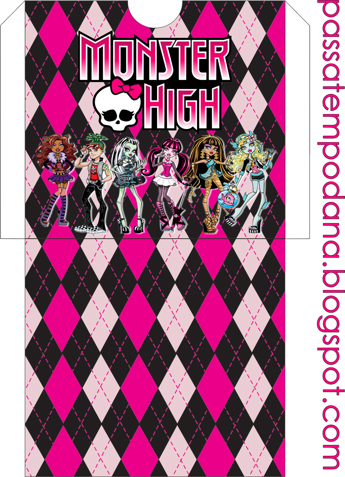 Etiquetas para Candy Bar de Monster High Rosa para Imprimir Gratis.