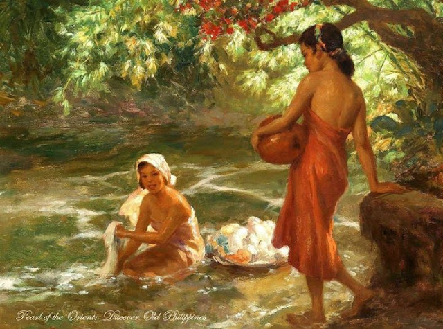 Fernando Amorsolo - Girl Washing In The River