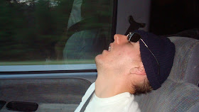 sleeping in the car ride, trip, vacation