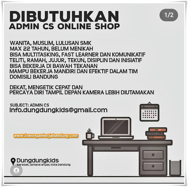 Loker Bandung Admin CS Online Shop Dungdung Kids