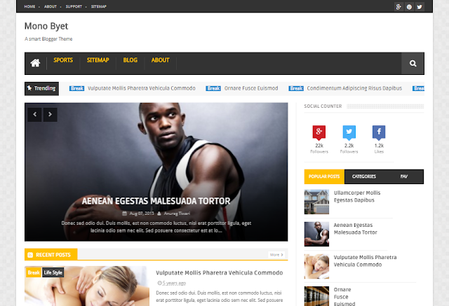 Mono Byet Responsive Stylish Blogger Template