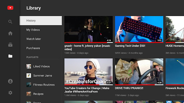 Youtube de Android TV com cara renovada