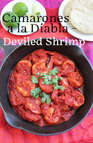 Food Lust People Love: The wonderful bright sauce for Camarones a la Diabla or Deviled Shrimp is made with dried chili peppers, roma tomatoes, garlic and onions but the star of this dish is definitely the large flavorful shrimp. Serve with fresh corn tortillas as an appetizer or with rice as a main course.