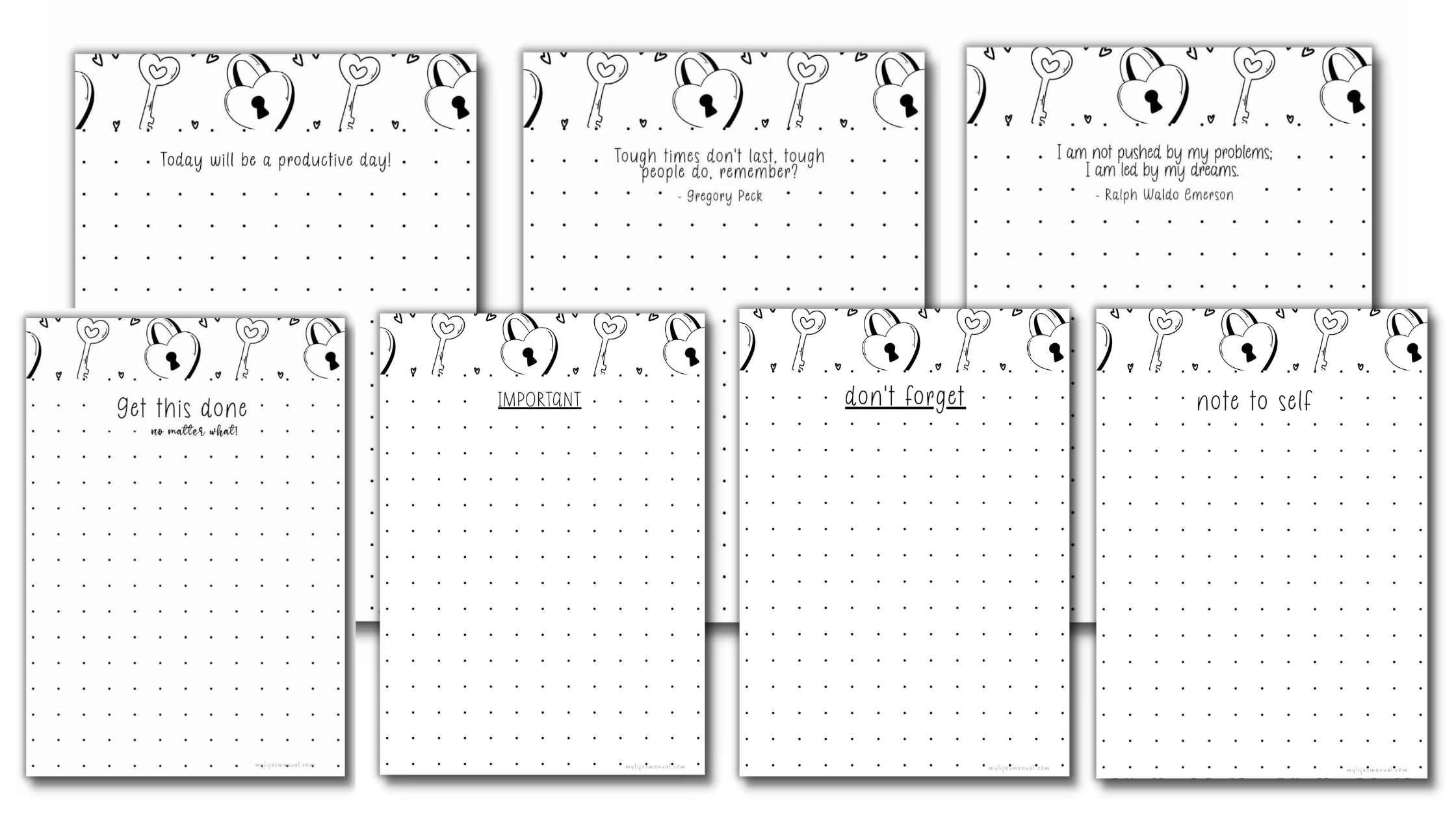 Printable pdf with affirmations notepad