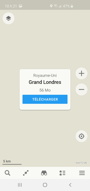 MAPS.ME - Bouton télécharger carte