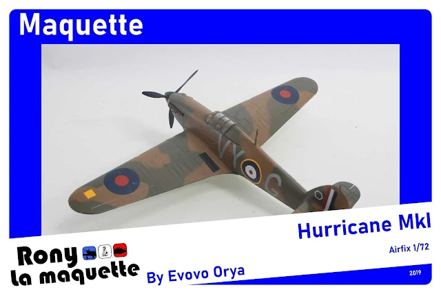 Maquette de l'Hurricane MkI d'Airfix au 1/72.