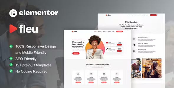 Best Creative Content Creators Elementor Template Kit