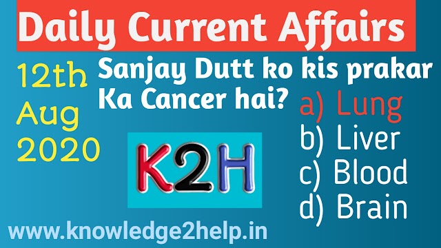 12 August Current Affairs Questions| Gk Questions | Daily Current Affairs