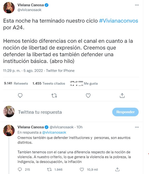 El comunicado de Viviana Canosa