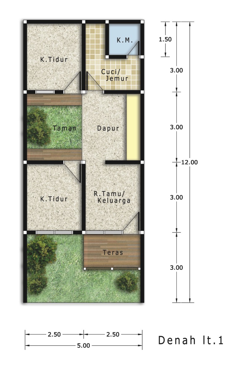 Denah Interior Apartemen 2 Kamar