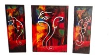 3 PC SET OF LORD GANESHA ART PAINTING WITHOUT GLASS