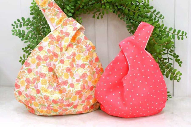 Learn how to make a Japanese Knot Bag. Free pattern & tutorial by The Happiest Camper.