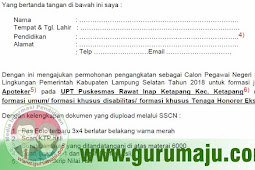Format Surat Lamaran CPNS 2018 Kabupaten / Kota di Provinsi Lampung