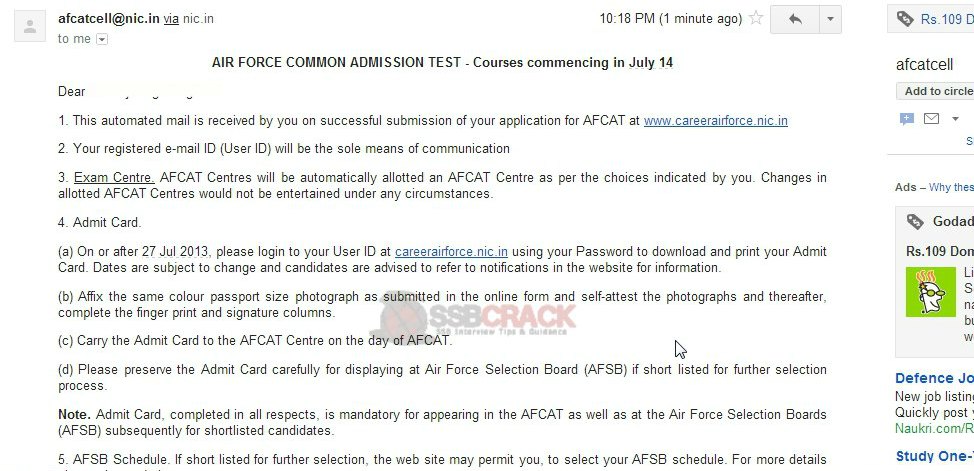 How to fill AFCAT 02/2013 Online Application Form