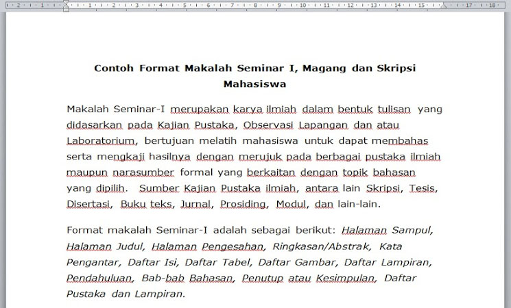 Contoh Format Makalah Seminar I, Magang dan Skripsi Mahasiswa