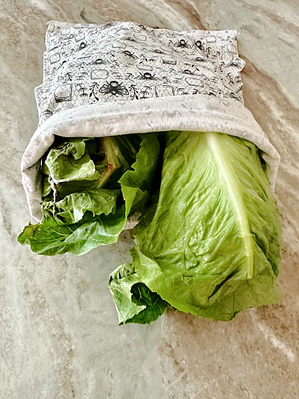 rolled bag with lettuce