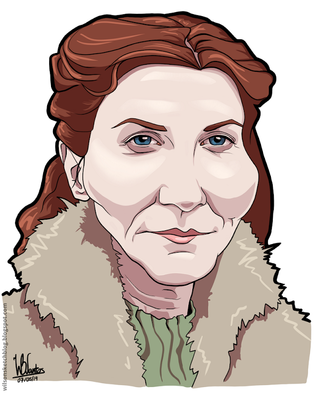 Cartoon caricature of Catelyn Tully from Game of Thrones.