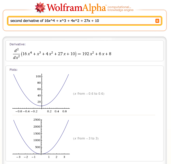 Wolfram Alpha computing a derivative