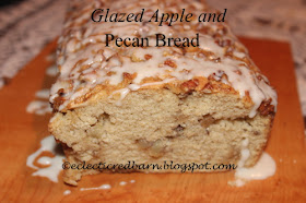 Glazed Apple and Pecan Bread. Share NOW. #dessert #breakfast #breads #apples #pecans #eclecticredbarn