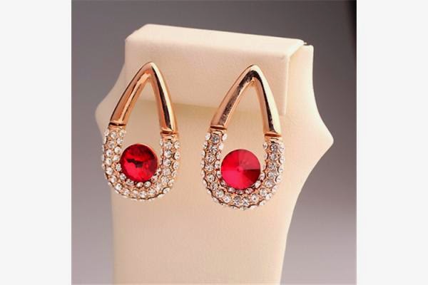 beautiful carved ruby gem earrings