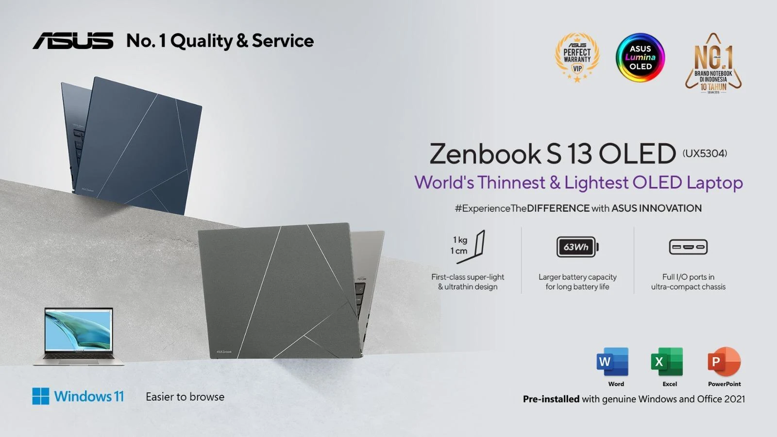 ASUS ZenBook S13 OLED UX5304, Laptop Setipis Pena Performa Juara