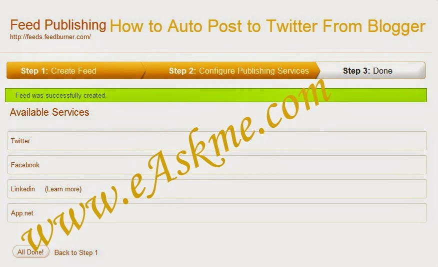 How to Auto Post to Twitter From Blogger : eAskme