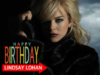 lindsay lohan, as blonde girl with black winter outfit for your computer and mobile phone screen