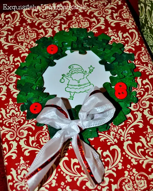 Puzzle Piece Gift Tag on a gift