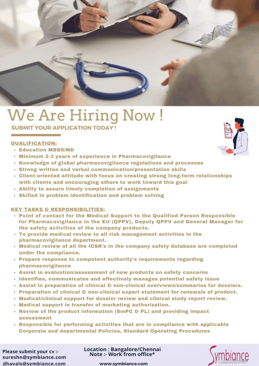 Job Available's for Symbiance Pharma Solutions Job Vacancy for MBBS/ MD