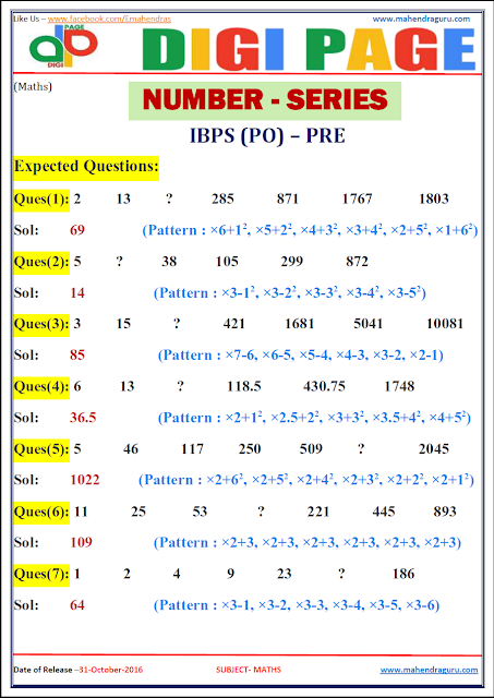  DP | Number Series | 31 - Oct - 16