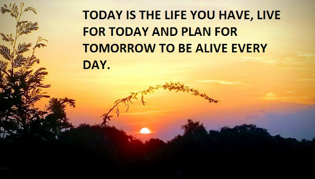 TODAY IS THE LIFE YOU HAVE, LIVE FOR TODAY AND PLAN FOR TOMORROW TO BE ALIVE EVERY DAY.