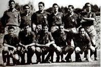 Selección de ESPAÑA - Temporada 1955-56 - Carmelo, Guillamón, Garay, Segarra, Mauri, Maguregui; Miguel, Peiró, Escudero, Rial y Gento - PORTUGAL 3 (Palmeiro 3), ESPAÑA 1 (Peiró) - 03/06/1956 - Partido amistoso - Lisboa (Portugal), estadio Nacional de Jamor - Alineación: Carmelo; Guillamón, Garay, Segarra; Mauri, Maguregui; Miguel, Peiró, Escudero, Rial y Gento